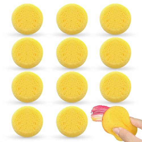 12 Pcs Pottery Sponges for Clay Paint Sponge for Painting Watercolor Pottery Sculpting & Ceramics Durable Synthetic Clay Sponge Round Artist Sponges for Crafts Face Painting & Leather Care