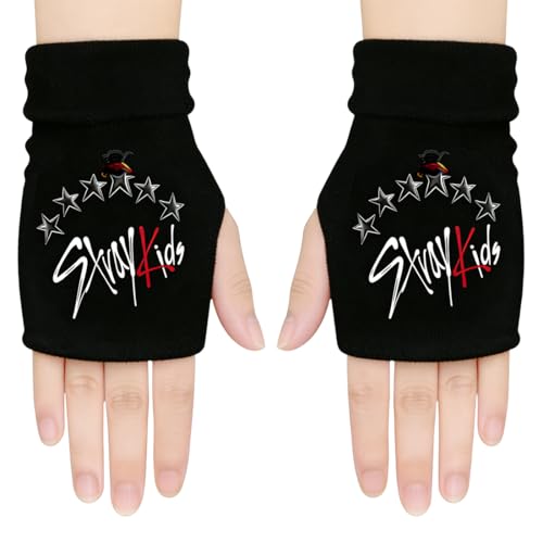 1 par guantes sin dedos Stray Kids SKZ merch suaves cómodos,
