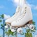 Roller Skates for Women or Men with Height Adjustable Rubber Stoppers Retro Suede Quad Roller Skates for Outdoor and Indoor