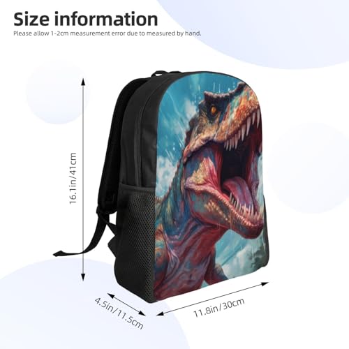 16In Travel Backpack Roaring Dino Reptile Casual Daypack for Outdoor Enthusiasts, Business Men & Women, Travel Ready Design3