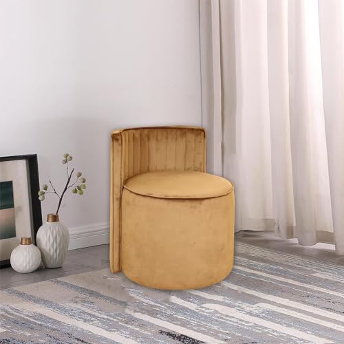 Image of Velvet OttomanPouffes for Sitting with Backrest | Puffy Stool for Living Room | Puffy Dressing Table Stool for Home Decor, Office (Skin)