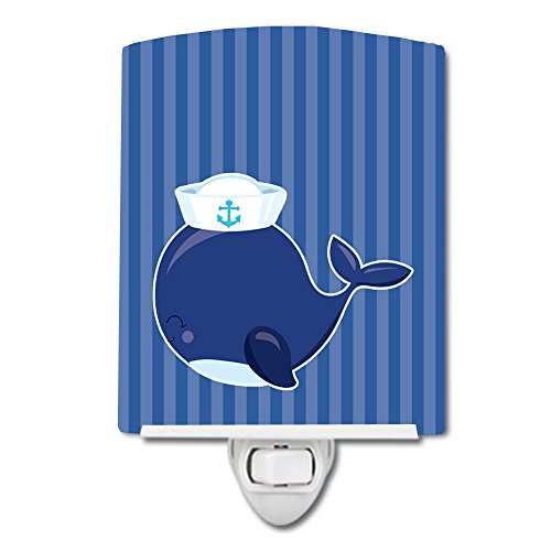 Lámpara de mesa de noche cerámica con ballena azul miniatura 1
