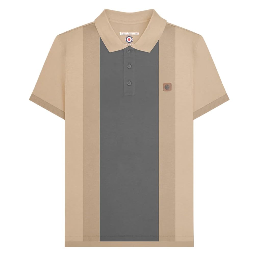 Lambretta Men's Stone Vintage Short Sleeve Polo Shirt (Uk, Alpha, 4XL, Regular, Regular, )