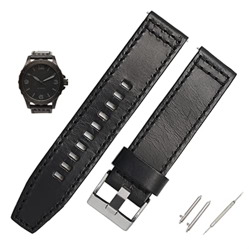 Bracelet rétro cuir véritable 24mm avec système de libération rapide - 3