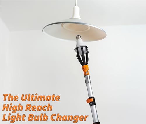 5-24 ft Telescopic Light Bulb Changer for High Ceilings // Light Bulb Remover Tool High Ceilings Kit with Suction Cups, Basket and Microfiber Cloth // 30ft High Reach Light Bulb Changer with Pole