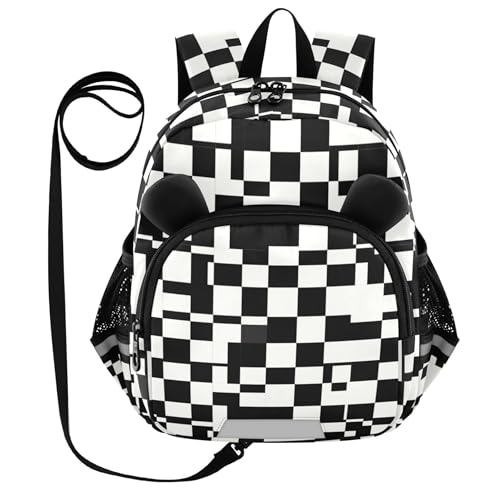 Black White Buffalo Check Plaid Toddler Backpack for Girls Boys,Preschool Kindergarten Backpacks B0403939