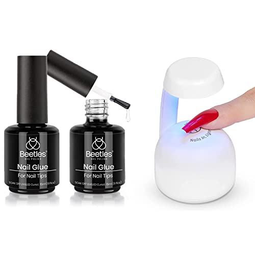 Beetles 2 in 1 Nail Glue and Base Gel Kit with Innovative Gel Nail Lamp with Smart Sensor for Easy and Fast Nal Extension System