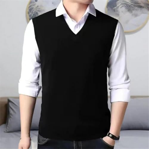 Men's Knitted Sweater Vest Sleeveless Pullover Waistcoat Solid Color Business Outwear Tops2