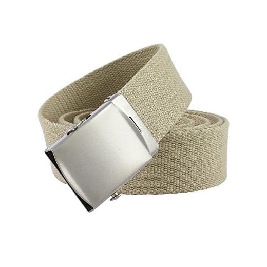 YEHMAN Ceinture sangle en toile style militaire 6 coloris 130 cm de long 3,5cm large (Beige)
