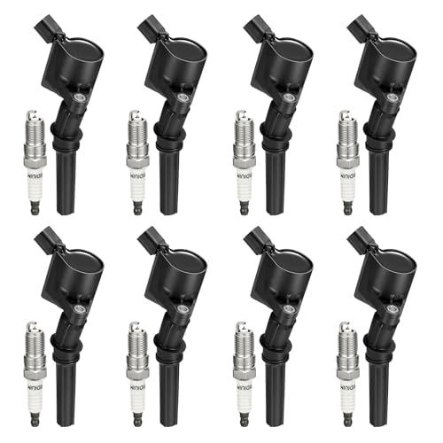 Image of Ignition Coils Pack (8 Coils DG508+8 Iridium Spark Plugs sp479)-Cure Misfires & Rough Idle for Ford F-150 / Mustang /Expedition /E-Series (5.4L /4.6L V8)-Direct OE Replacements SP493 DG481