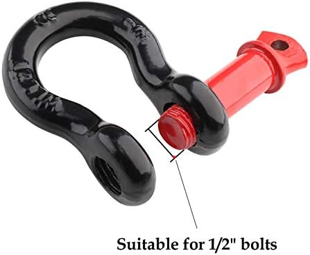8 Pack 1/2 Inch D Ring Shackles, 12 Ton (26455 lbs) Maximum Break Strength, Heavy Duty Anchor Shackle with Screw Pin for Tow Strap Winch Off-Road Vehicle Recovery (Red & Black) - Image 4