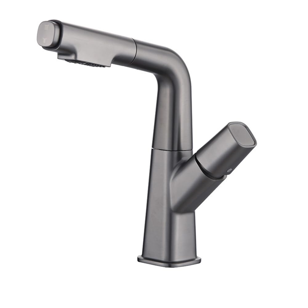 Mitigeur de lavabo avec douchette extractible robinet en laiton eau chaude froide