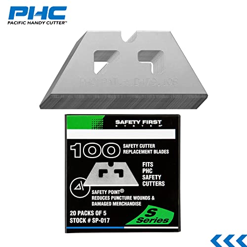 Pacific Handy Cutter Sp017 Safety Point Blade For Phc Safety Cutters, Pack Of 100, Sharp Edge, Safety Point Razor Blades For Injury Reduction, Cuts Boxes, Cardboard, Tape, Plastic Straps, And More #TOP1