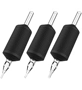 Keilend 25PCS 1 Inch 15 Mag Tubes with Soft Black Silicone, Disposable Tube Grips with Clear Long...