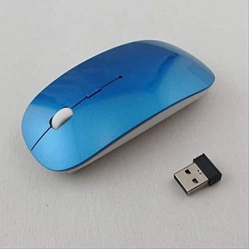 Souris sans fil 2.4G ultra-mince bleue pour éviter l'encombrement