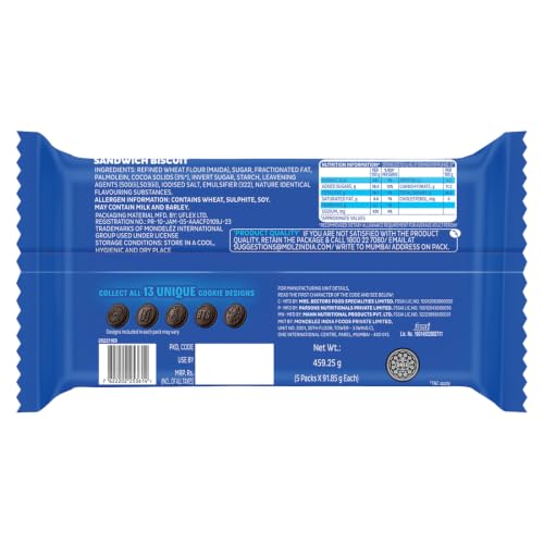 Image of Cadbury Oreo Chocolate Flavour Creme Sandwich Biscuit Jumbo Pack, 459.25 g