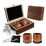 MCHERRY Vaso de madera carbonizada, juego de vasos de whisky hechos a mano para hombres, vidrio de bourbon aislado irrompible de alta calidad, regalo para el día del padre, regalo de cumpleaños para