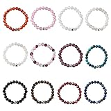 Tsnamer Crystal Beaded Ring Natural Faceted Gemstone Tiger Eye Rose Quartz Amethyst Minimalist Stack