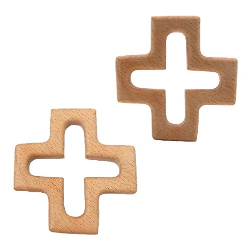 Image of 10pcs Natural Wooden Cross Children's Toy Pendant Pure Natural Beech Wood Animal Shape Toys for Handmade Home Decoration Crafts (10 pcs)