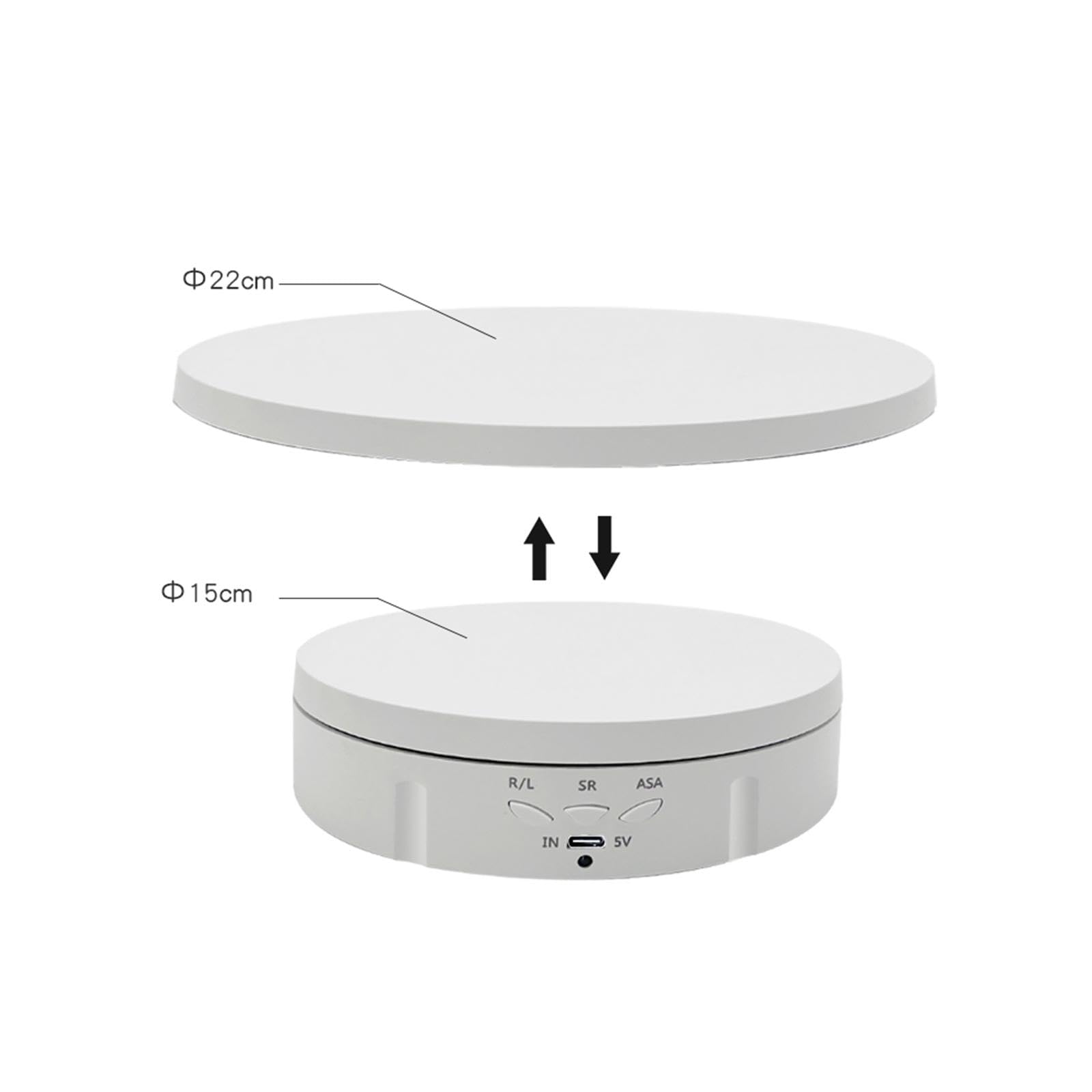 Fenteer Soporte Giratorio para Fotografía con Control Remoto Y Velocidad Ajustable. Plato Giratorio Eléctrico para Exhibición de Pasteles Y Otros Productos, Blanco, Individual