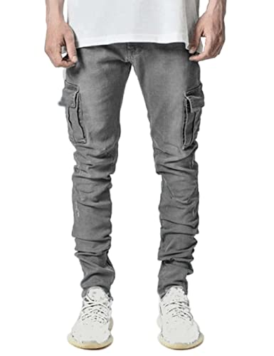 Hungson Men's Slim Fit Jeans 7 Pockets Stretch Skinny Denim Pencil Pants Nova Fashion #TOP1