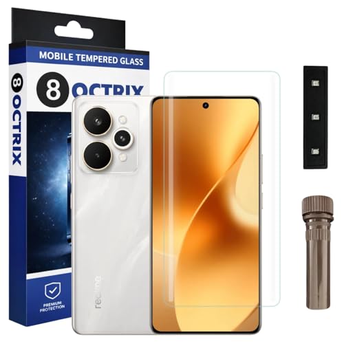 Image of Curved UV Tempered Glass Screen Protector for Realme 15 5G / Realme 15 Pro | Transparent | Pack of 1 | Full Screen Coverage with UV Installation Kit