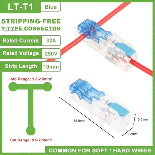 Conector de cableado T1 Blue con palanca para empalme rápido pelable 2
