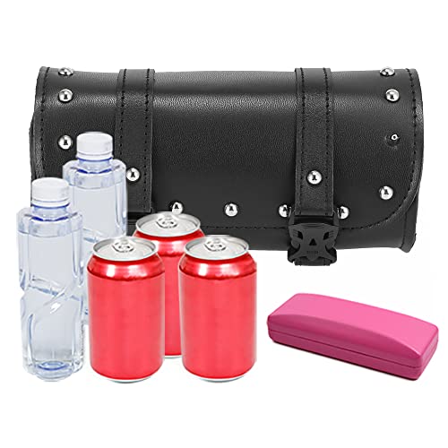 Motoforti Universal Motorcycle Fork Handlebar Tool Bag Cycling Storage Pouch Bag Waterproof Faux Leather Black