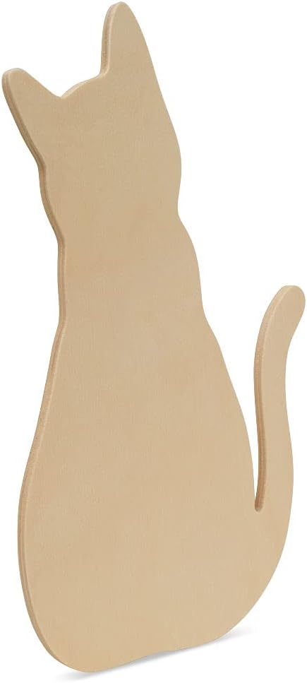 Wood Cat Cutout 8 x 4-4/5 Inch, Pack of 3 Unfinished Wooden Cutouts for Crafting, and DIY Cat and Halloween Décor, by Woodpeckers