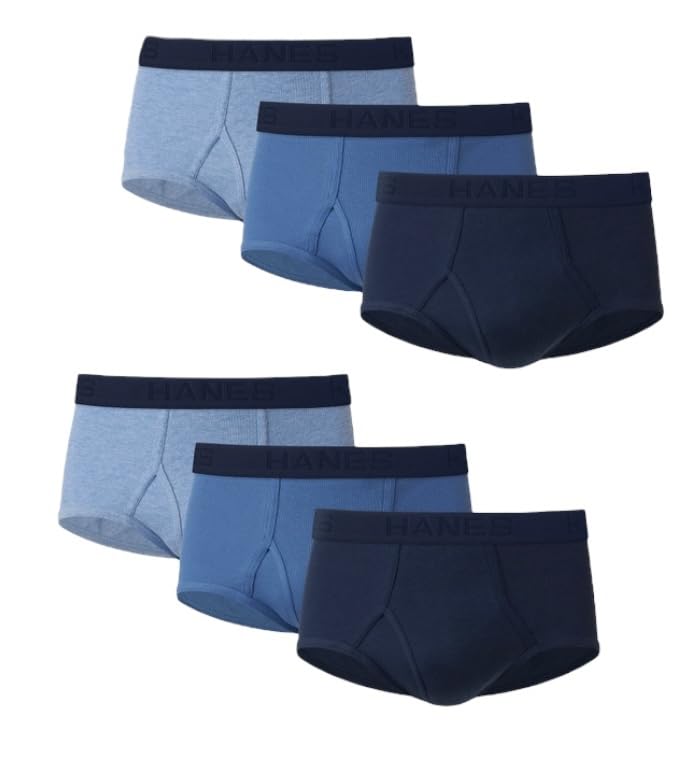 Hanes Ultimate Men's 6-Pack Classics Full-Cut Brief, Blue Assorted, X-Lage