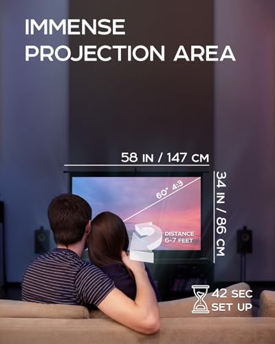 Projector Screen with Stand 60 inch - Indoor and Outdoor Projection Screen for Movie or Office Presentation - 16:9 HD Premium Wrinkle-Free Tripod Screen for Projector with Carry Bag and Tight Straps