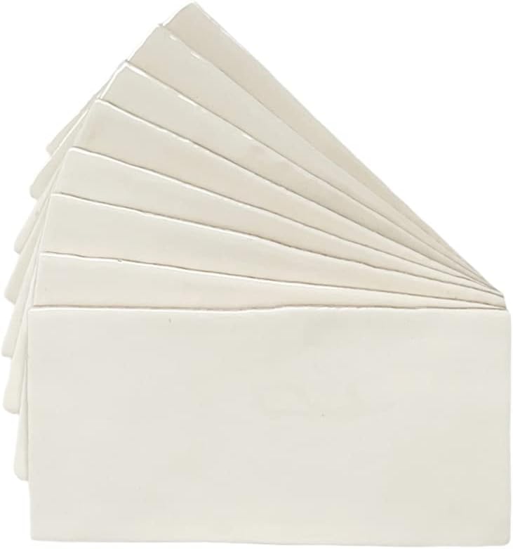 Tenedos 3x6 Handmade Look Ceramic Subway Tile for Bathroom Walls, Kitchen Backsplashes (Box of 5.5 Sq Ft - 44 Pieces) (Not Peel and Stick)(Bone)