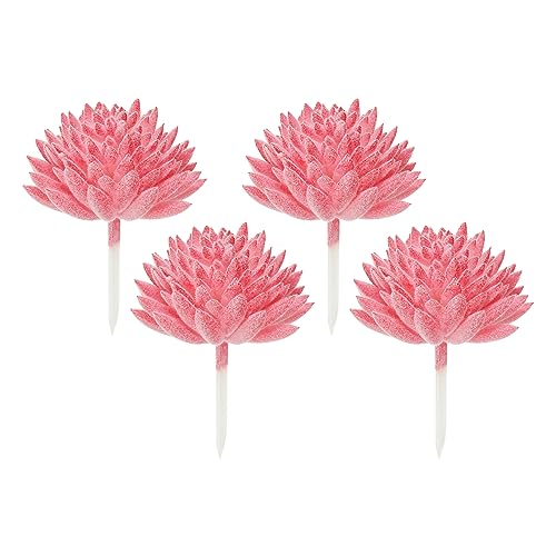 PATIKIL Artificial Succulents Picks, 4 Pack Unpotted Faux Succulent Small Fake Succulent Plants for Home Landscape Decoration Red