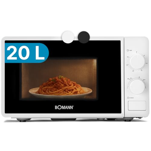 Bomann® Mikrowelle | 700 Watt | 6 Stufen | 20 Liter Garraum | 360° Drehteller | Timer mit...
