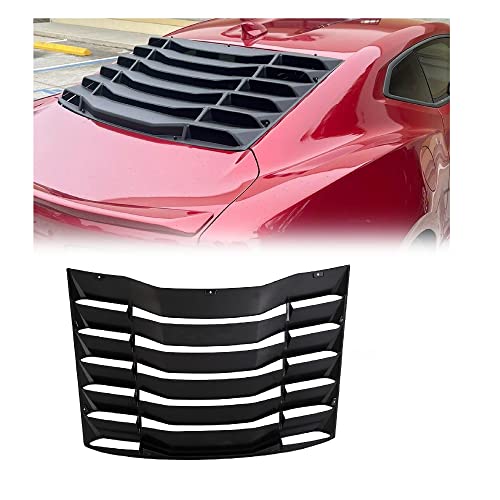 Hecasa Rear Window Louver Compatible With 2016-2023 Chevy Camaro Sun Shade Windshield Cover Vents Matte Black #TOP29