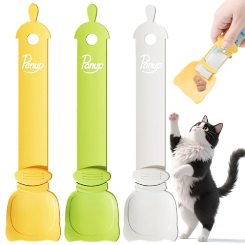 Panup Cat Strip Feeder - 3 Colors Cat Stripe Squeeze Spoon, Treat Feeding Wet Spoons, Cat Food Treat Spoon Dispenser for Pet, White, Green, Yellow
