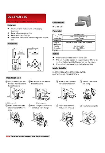 Wms Wml Pc135 Ds-1273Zj-135 Wall Mounting Bracket For Hik-Compatible Varifocal Dome Camera Ds-2Cd2712F-I #TOP6