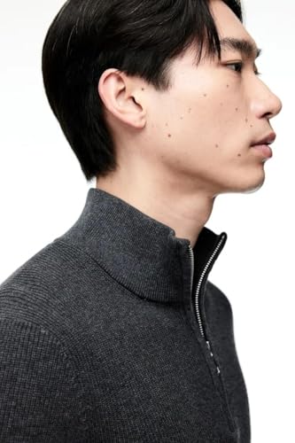 Image of Solid Half Zipper Long Sleeve Winter Wear Pull On Sweatshirt for Mens