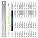 Olinner 2 Pezzi Cutter di Precisione Coltello da Intaglio con 40 Lame di Ricambio Righello d'Acciaio Taglierino di Precisione per Tagliare la Carta Intaglio Modellismo