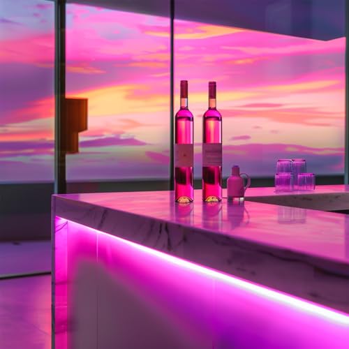 Image of LED Strip Lights 24V COB Pink 16.4ft (No Power Supply) | Super Bright, Dotless High Density 14W /m, 8mm Width Cuttable Flexible, Home DIY Commercial Decoration