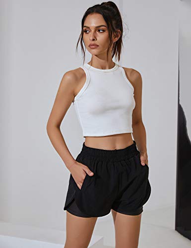 BMJL Womens 7" Inch Inseam Shorts Long High Waisted Shorts Running Athletic Shorts with Zipper Pockets2