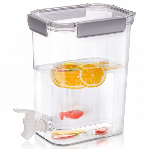 Elsjoy 1.2 Gallon Plastic Drink Dispenser with Spigot, Cold Beverage Dispenser Fridge Drink Container for Iced Tea, Lemonade, Coffee
