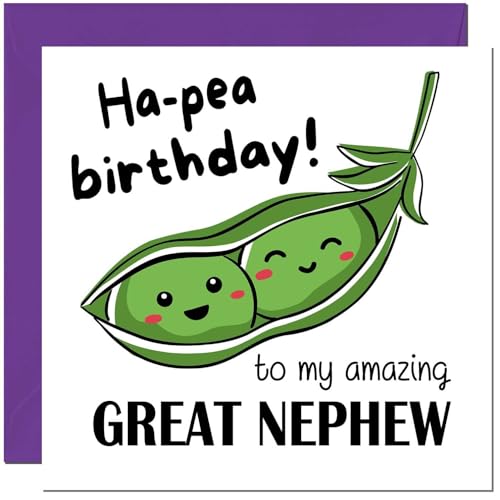 Great Nephew Birthday Card for Men Women Cute Pea Funny Birthday Cards for Great Nephew