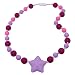 Sensory Chew Necklace for Girls, Kids, Silicone Starlight Chewies for Autism, Teething, ADHD, Biting, Oral Motor Chewing Beads - Purple Star Chewy Jewelry Toys