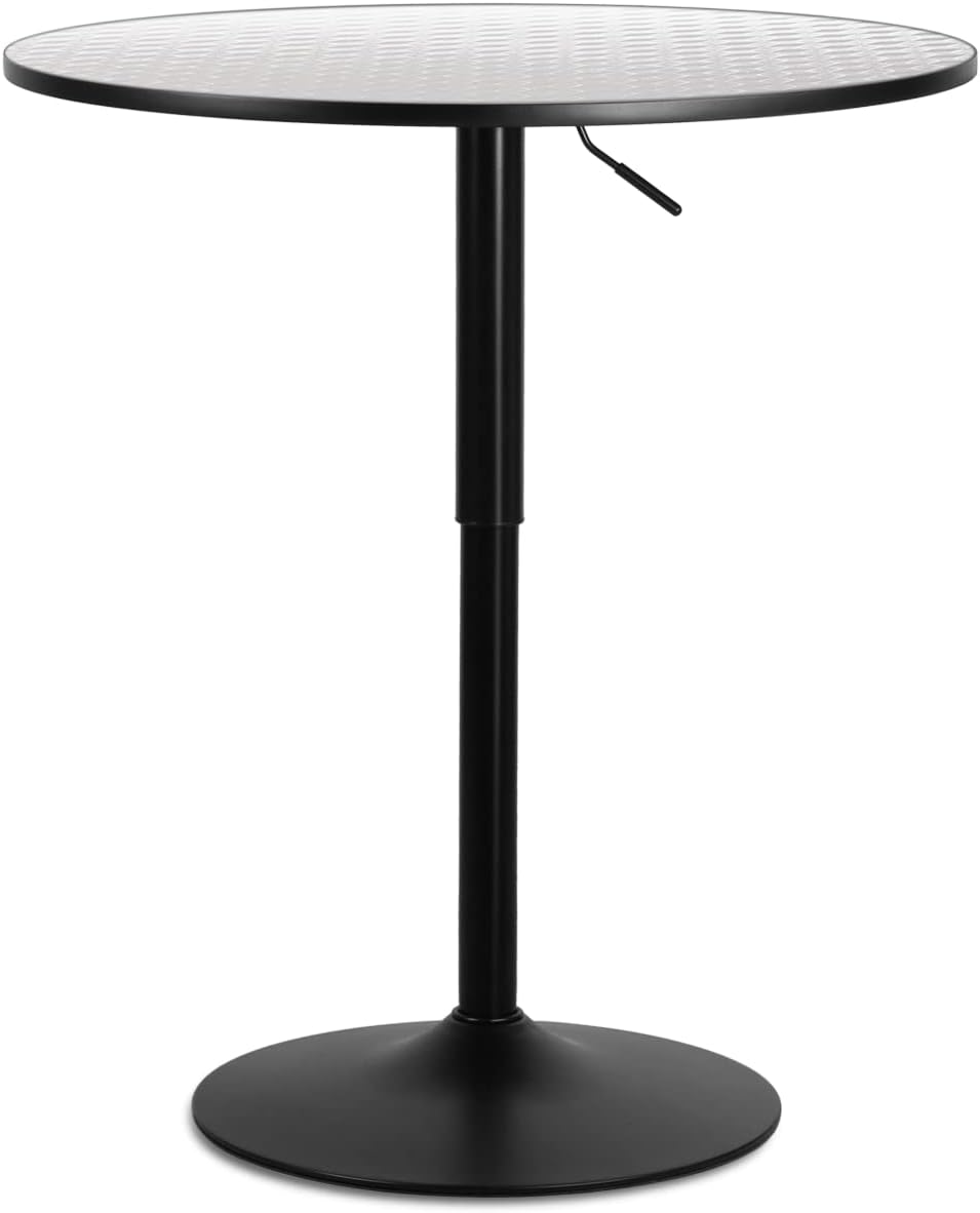 MoNiBloom Bar Table Kitchen Dining Table High Top Table for Home Balcony Indoor Outdoor Bistro Table 27.5''- 36" Height-Adjustable Round Cocktail Table, Silver