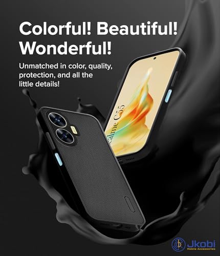 Image of Jkobi Back Cover Case for Realme C55 (Textured Grip Design | Camera Protection | Slim and Light Weight | Soft Touch and Feel | Black)