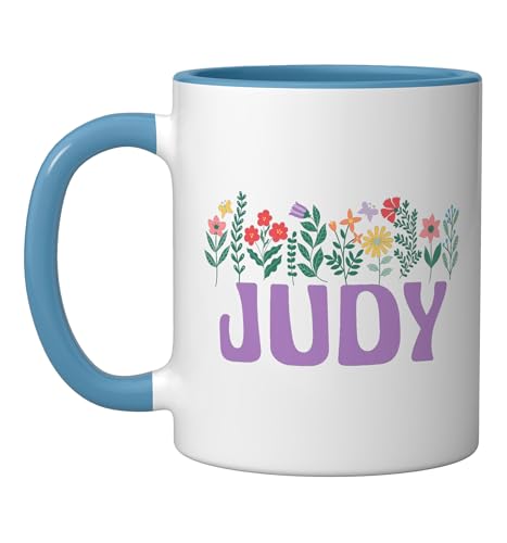 Taza cerámica azul y blanca personalizada Judy miniatura 1