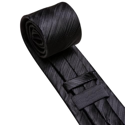 Image of Barry.Wang Tie Sets for Men Silk Stripe Necktie Woven Checkered Handkerchief Cufflinks Formal Business Wedding