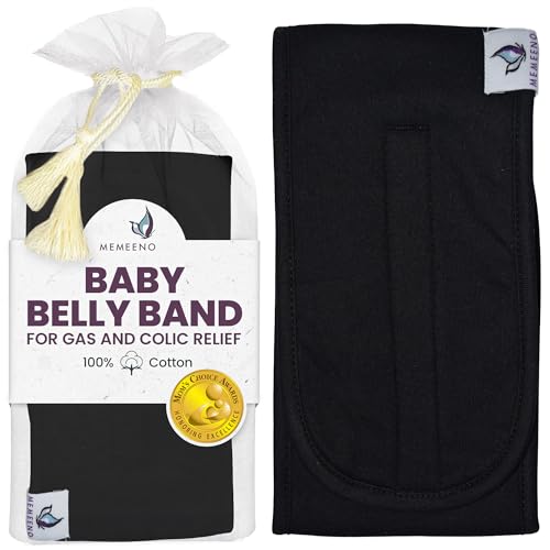 MEMEENO Baby Belly Band for Gas &amp; Colic Relief - Heating Pad, Tummy Wrap for Newborns, Noir