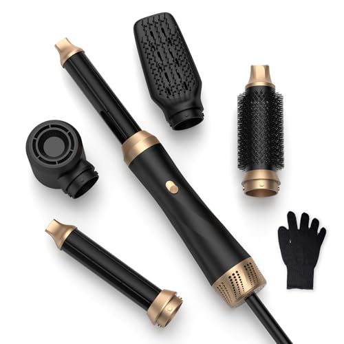 Image of 5 in 1 Blow Dryer Brush Set with Air Curler Wrap Hair Styler, Negative Ionic Hair Dryer Brush, Detachable Hair Tool for Curling, Volumizer,Straightener,Drying